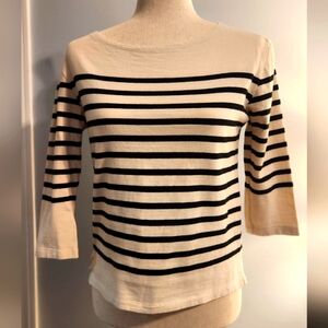 Forever 21 Boat Neck Striped 3/4 Sleeve Top
